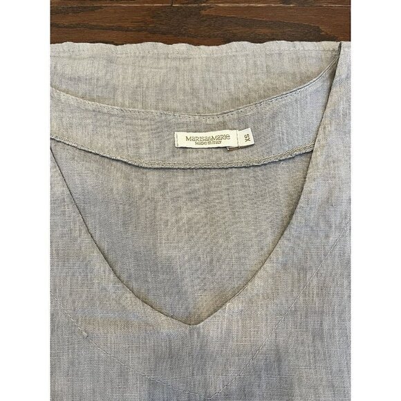 MARISA & MARIE Italian Gray 100% Linen Dress Shift Women's XS Casual Minimalist - Picture 4 of 10